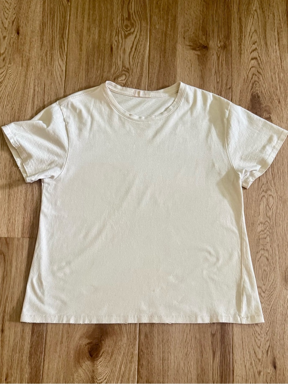 nuuds Vintage Cotton Everyday Tee Shirt Size M Bone Cream/Off White Crew Neck